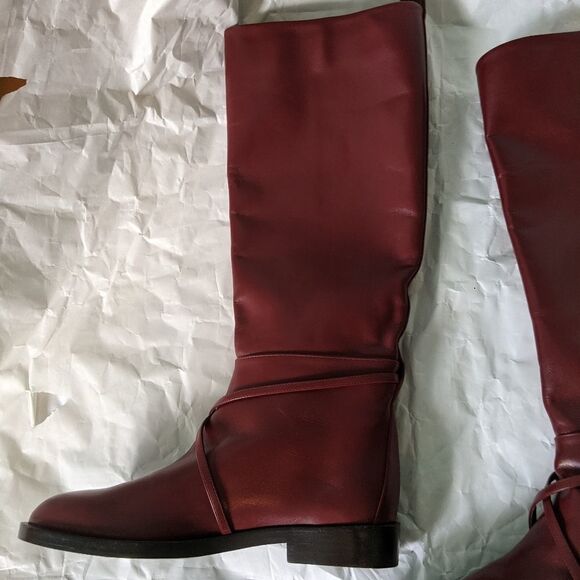 NINA Ricci Bordeaux leather boots 5(35) BNWOB - Picture 2 of 8